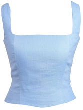 Load image into Gallery viewer, Pale Blue Square Neck Strap Corset
